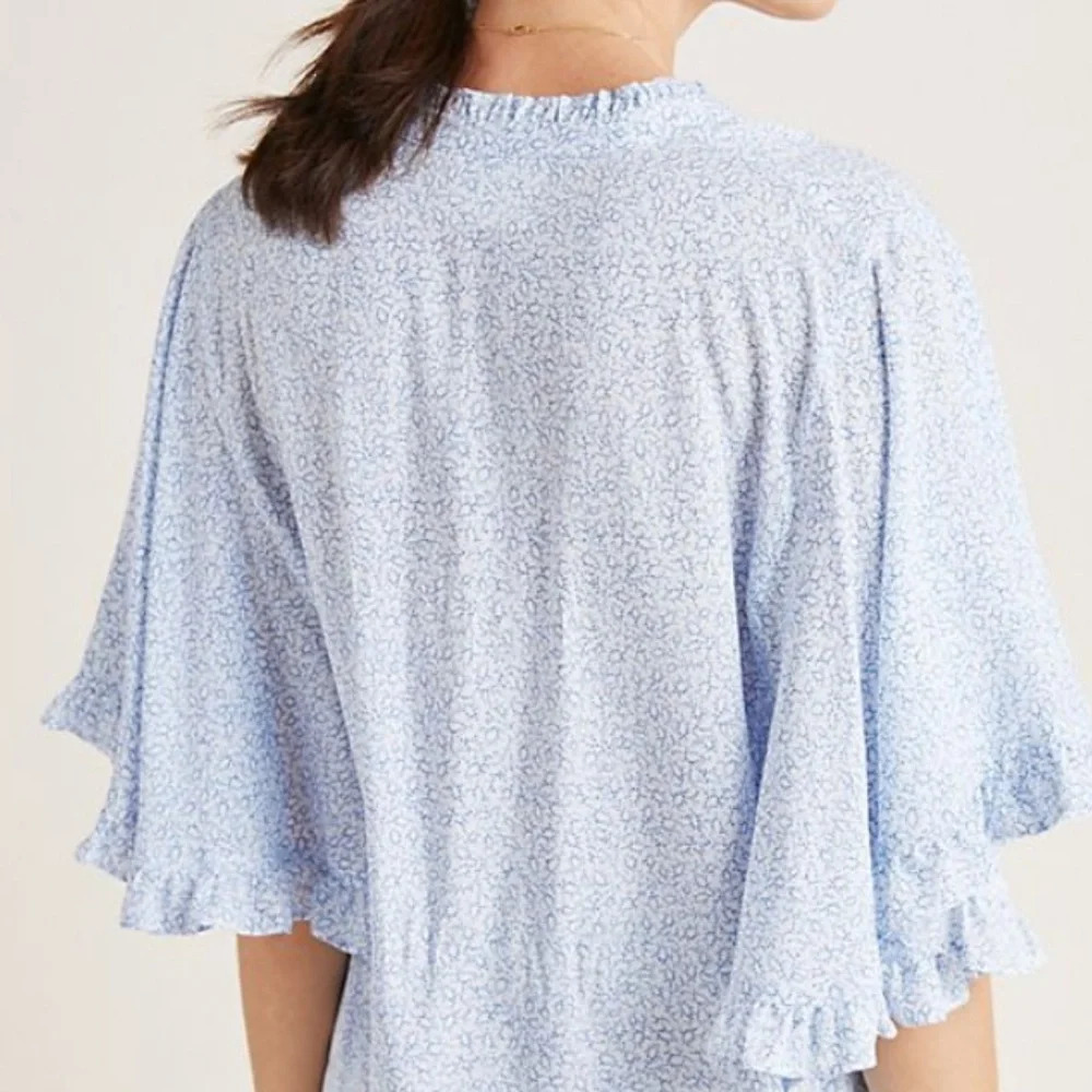 Maeve Anthropologie Flutter-Sleeved Button Down S… - image 2